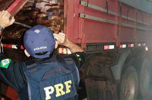 PRF apreende carregamento de madeira sem licença na BR 316 (Foto: -)