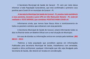 Idosa de 83 anos é o primeiro caso confirmado de coronavírus em Caracol (Foto: -)