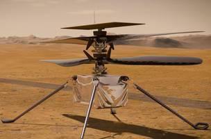Helicóptero Ingenuity, da Nasa, faz voo teste com êxito em Marte (Foto: -)